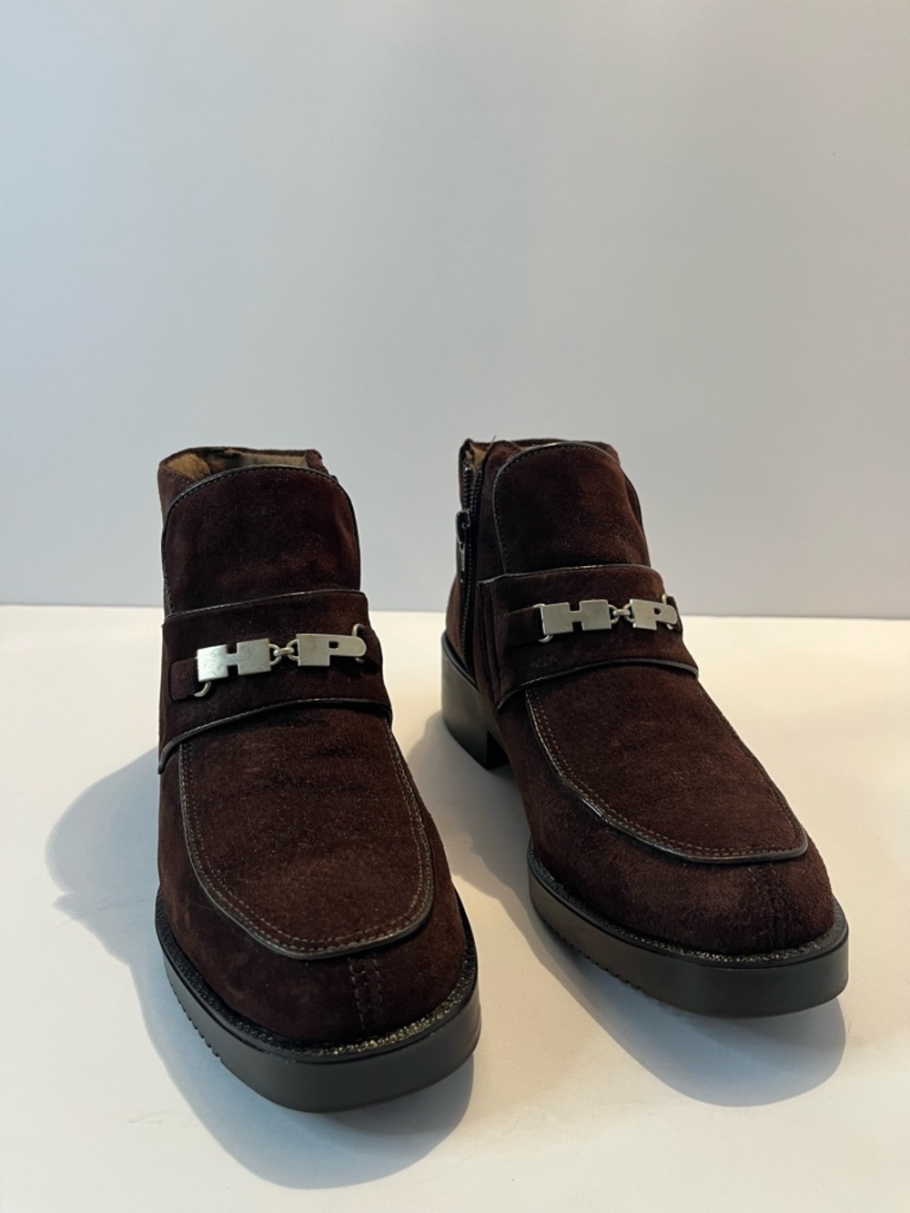 Hush Puppies Brown Suede Ankle Booties with Metal Bit - Picture 3 of 7